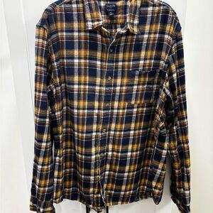 J. Crew Men's Casual Plaid Shirt - Blue and Yellow